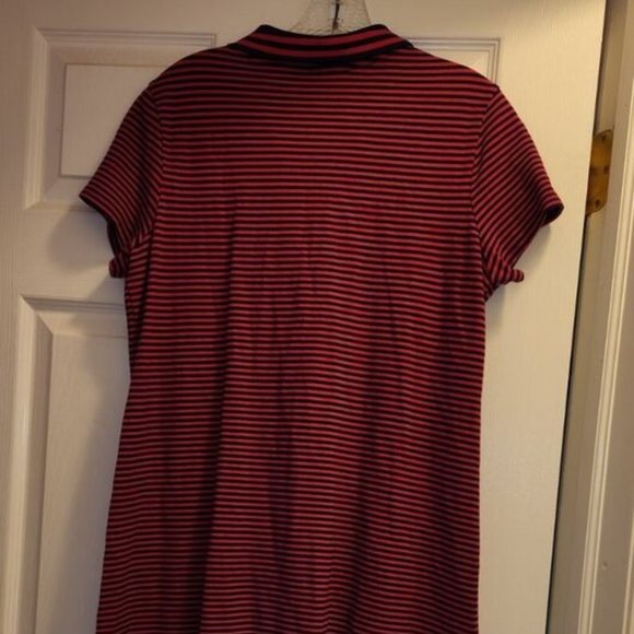 Lands' End Pink And Navy Blue Stripe Knit Collared Polo Dress Size Medium 10-12 - Picture 6 of 8